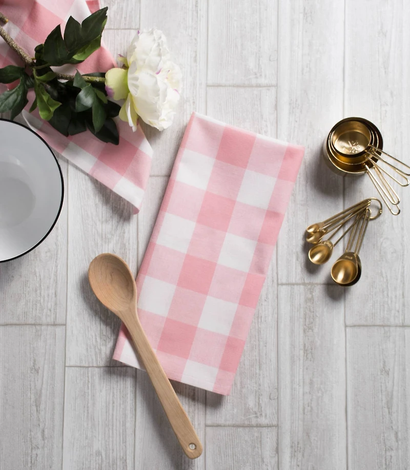 DII® Pink Buffalo Check Dishtowels, 3ct.