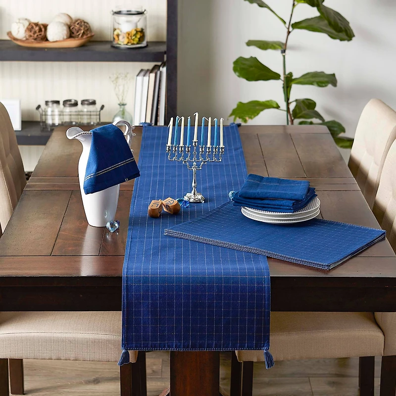 DII® Blue with Silver & Gold Border Napkins, 6ct.