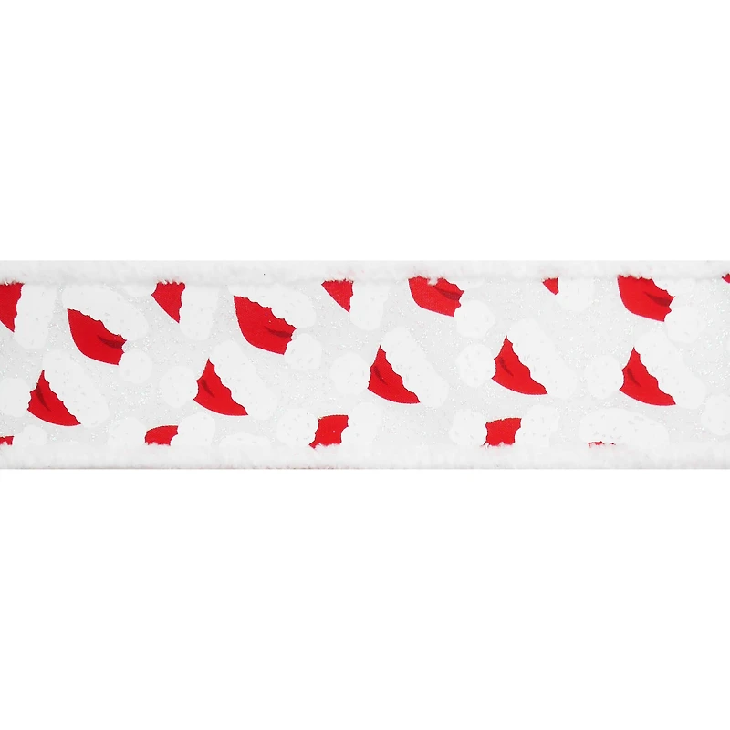 2.5" x 15ft. Santa Hats with Fur Edges Wired Ribbon by Celebrate It®  