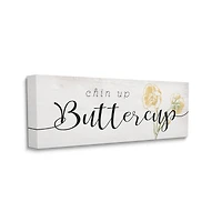Stupell Industries Chin Up Buttercup Cute Encouragement Yellow Florals Canvas Wall Art