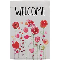 18" Roses & Hearts Floral Welcome Garden Flag