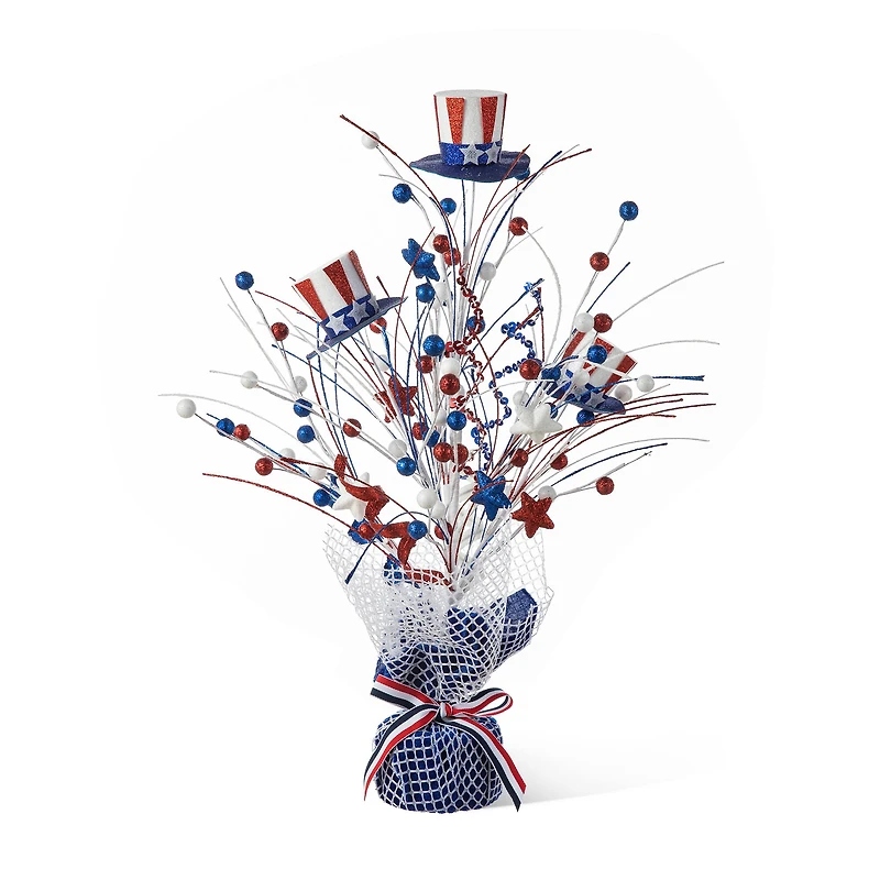 Glitzhome® 20" Patriotic Americana Top Hat Table Tree