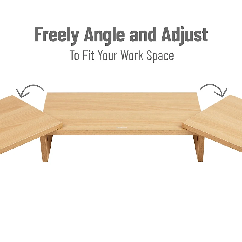 Mind Reader Dual Monitor Stand, Laptop Riser, Desktop Organizer, Office, MDF