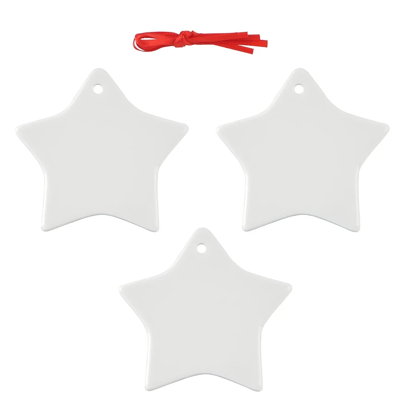 3" Star Ceramic Sublimation Ornaments, 3ct. by Make Market®