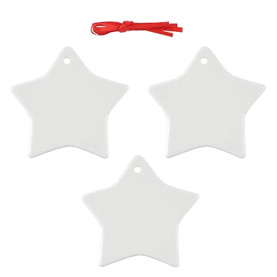 3" Star Ceramic Sublimation Ornaments, 3ct. by Make Market®