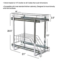 Household Essentials Glidez Chrome-Plated Steel 2-Tier Dual-Sliding Storage Organizer