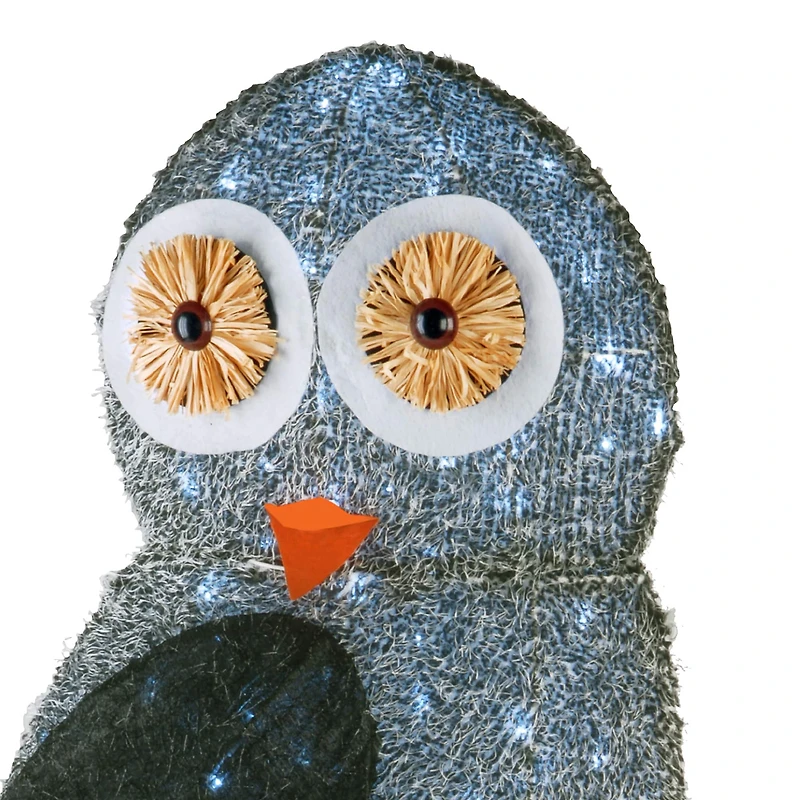 37" Fuzzy Owl, White LED Lights