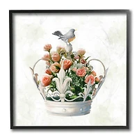 Stupell Industries Bird Perched on Regal Crown Floral Rose Bouquet,12" x 12"