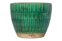Hello Honey® Distressed Green Tile Terracotta Planter