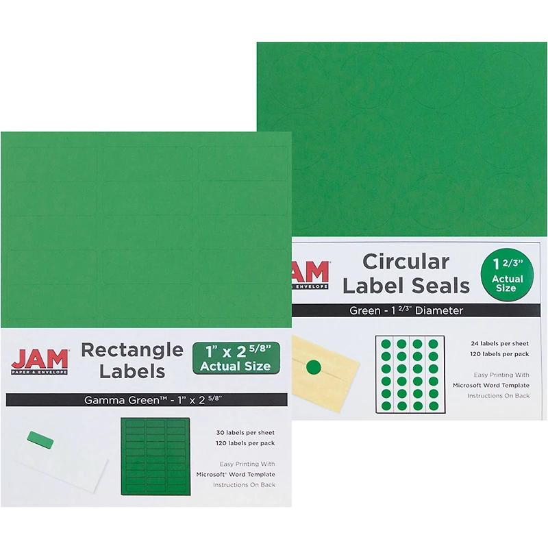 JAM Paper Green Mailing Address Label Combo Set
