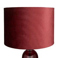 Red Velvet Glam Table Lamp, 27" x 13" x 13"