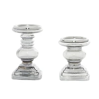 Clear Glass Traditional Candle Holder Set
