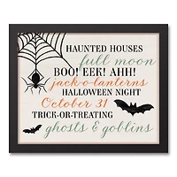 Halloween Things Black Framed Canvas Wall Art