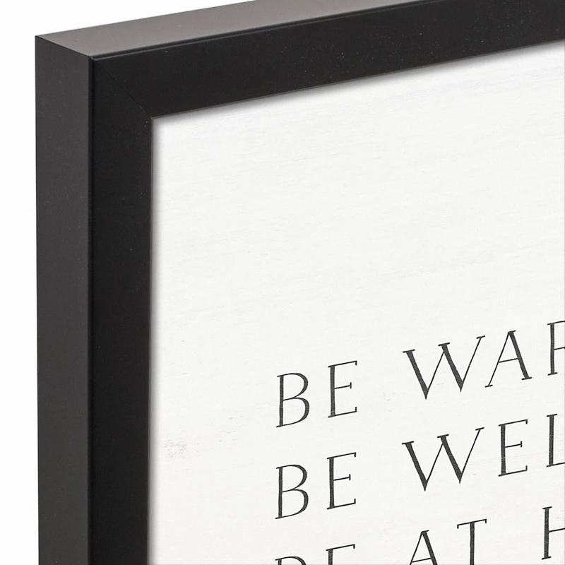 Be Warm Be Welcome Black Framed Canvas
