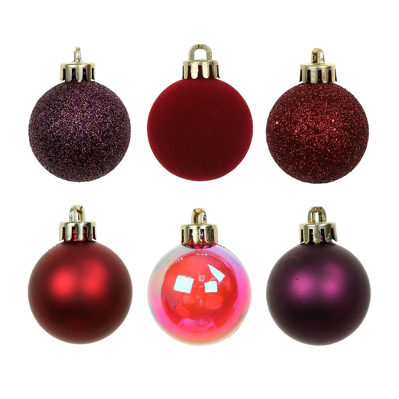 7 Pack 1.5" Burgundy Shades Shatterproof Ball Ornaments by Ashland®