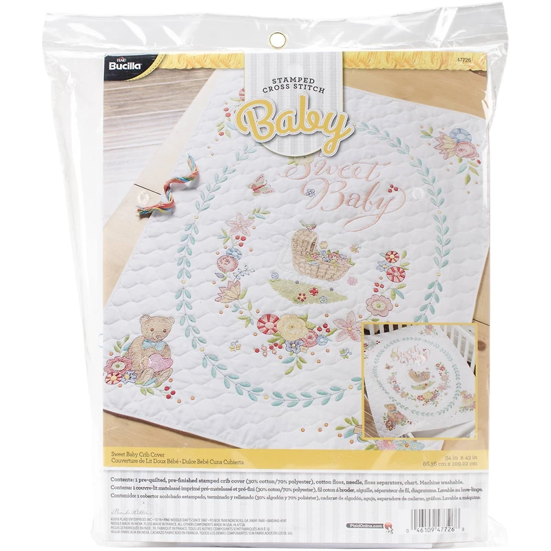 Bucilla® Sweet Baby Stamped Cross Stitch Crib Cover Kit