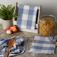 DII® Stonewash Blue Buffalo Check Dish Towels, 3ct.
