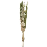 60" Green Dried Plant Assorted Bouquet Pampas Grass Natural Foliage with Palm Leaf Accents