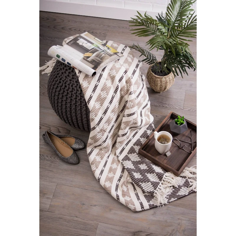 DII® Dark Brown & Stone Colby Southwest Throw