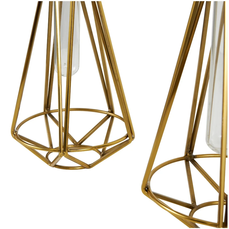 Gold Stainless Steel Geometric Test Tube Vase Set
