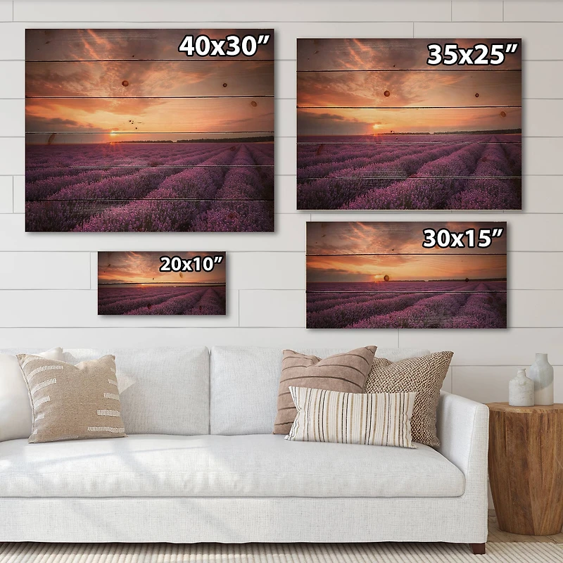 Designart - Sunrise & Dramatic Clouds Over Lavender Field XII