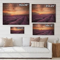 Designart - Sunrise & Dramatic Clouds Over Lavender Field XII