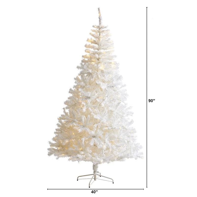 7.5ft. Pre-Lit White Artificial Christmas Tree, Clear LED Lights