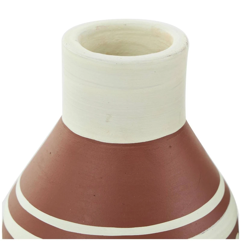 Orange Ceramic Floral Vase Set with 3 Different Patterns & Shapes