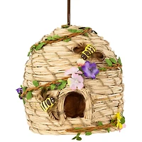 6.25" Beehive with Bees Spring Hanging Decoration
