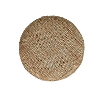 Hello Honey® 20" Natural Bohemian Jute Stool with Wood Legs