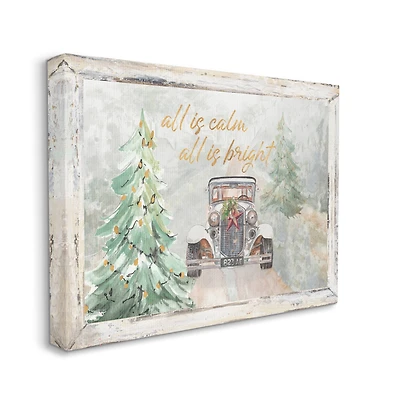 Stupell Industries All Is Calm Phrase Vintage Christmas Country Road Canvas Wall Art