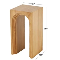 23.5" Brown Wood Cutout Arch Side End Accent Table