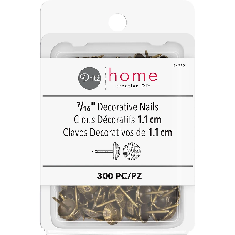 Dritz® Home 7/16" Antique Brass Hammered Decorative Nails, 300ct.