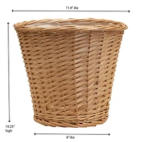 Household Essentials 10" Willow Wicker Waste Basket