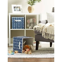 DII® 11" Nautical Blue Herringbone Storage Cube, 2ct.