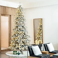 10ft. Pre-Lit Flocked Fir Artificial Christmas Tree, Warm White Lights