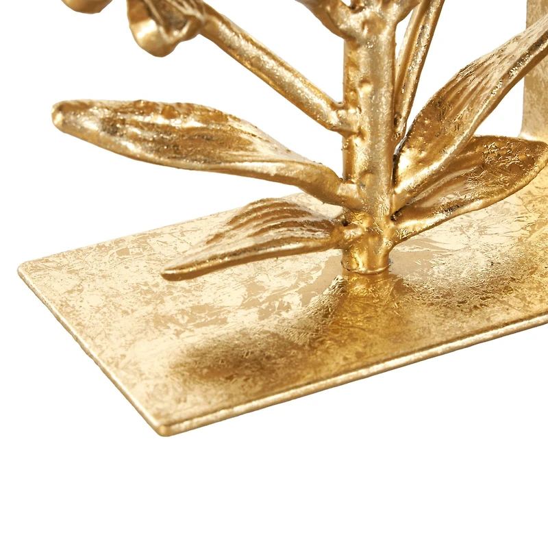 6.5" Gold Shimmer Metal Floral Bookends, 2ct.