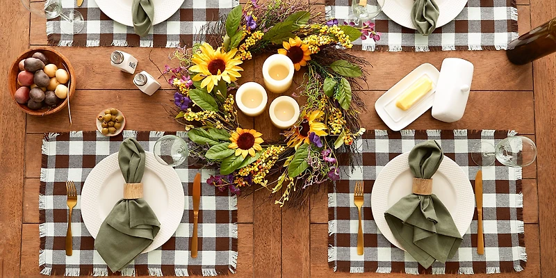 DII® Heavyweight Check Fringed Cotton Placemats