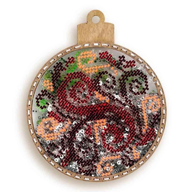 Wonderland Crafts Red & Green Swirl Ball Ornament Bead Embroidery Kit