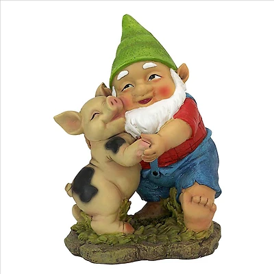Design Toscano 8.5" Happy as a Pig in Slop Garden Gnome Statue