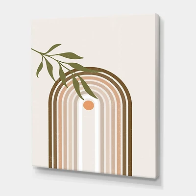 Designart - Abstract Sun and Moon With Green Leaf I