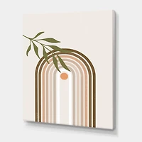 Designart - Abstract Sun and Moon With Green Leaf I