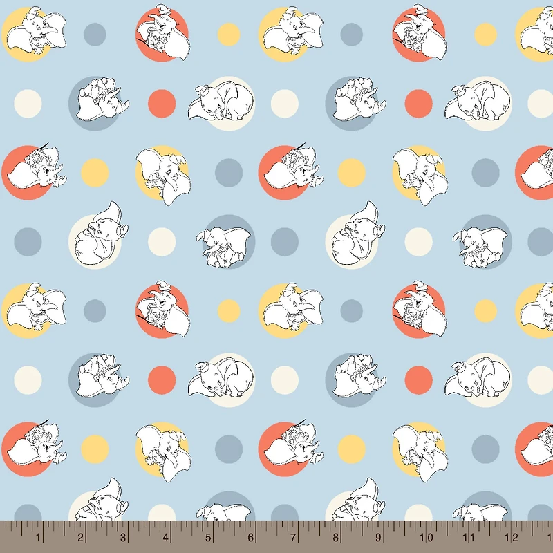 Disney® Classics Dumbo Light Blue Polka Dot Cotton Fabric