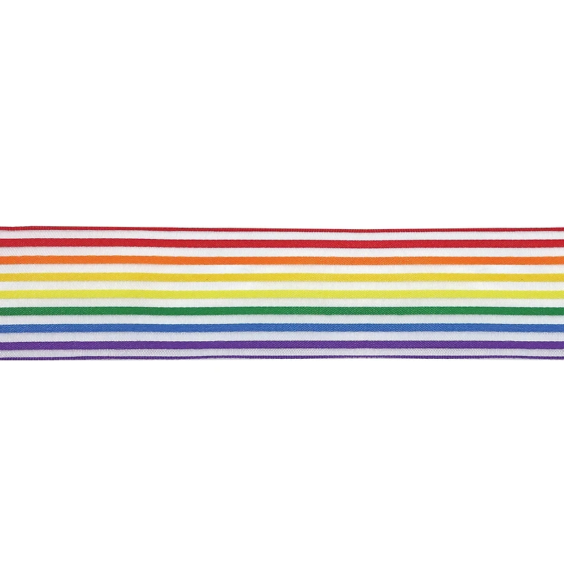 1.5" x 3yd. Rainbow Striped Wired Sheer Ribbon by Celebrate It™ 360°™