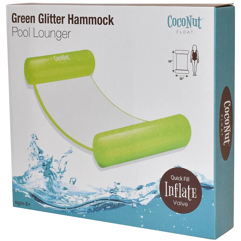 CocoNut Float 4ft. Green Glitter Hammock Pool Lounger