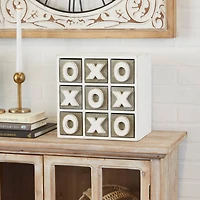 White Wood Traditional Tic Tac Toe Cabinet, 11" x 11" x 9"