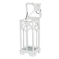 Glitzhome® Wash White Farmhouse Wooden Church Window Frame Lanterns, 2ct.