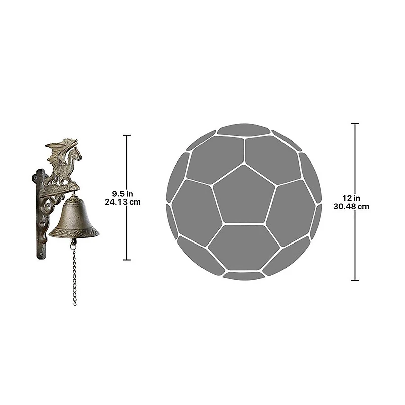 Design Toscano Dragon of Murdock Manor Gothic Iron Bells, 2ct.