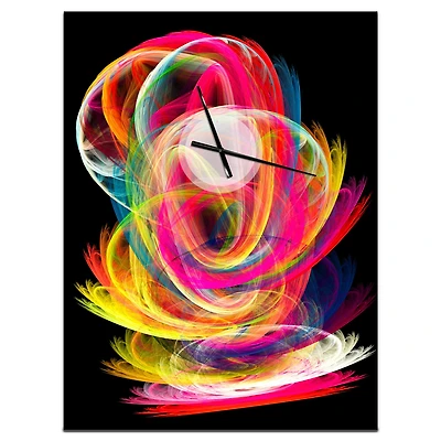 Designart Colorful Thick Strokes In Black Wall Clock
