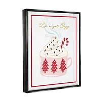 Stupell Industries Let's Get Cozy Pink Cocoa Framed Floater Canvas Wall Art